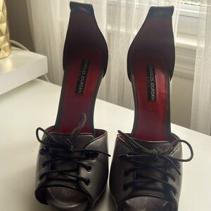 Charles Jourdan Paris peep toe sandals with ties❤️